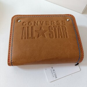 CONVERSE ALL STAR コンバース 合成皮革 ライトブラウン 二つ折り ジッパー 財布 未使用品 経年劣化ダメージあり ジャンク品 MJ5064