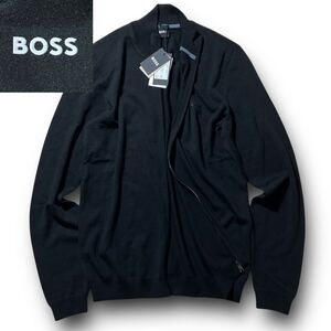 【新品!現行】HUGO BOSS 刺繍ロゴ フルジップアップ ニット ウール ハイネック ブラック 黒 M セーター ハイゲージ 大谷翔平 ヒューゴボス