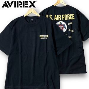 新品 AVIREX アヴィレックス 速乾コットン混素材 アメリカ空軍モチーフ 刺繍 プリント アップリケ 半袖 Tシャツ 3134052 2XL 春夏 ◆B3491a