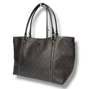 良品 GUCCI 2416 トートバッグ GGスプリーム エナメル 肩掛け A4可 大容量 ブラウン 茶色 195973 メンズ ビジネス レザー 本革 エナメル 