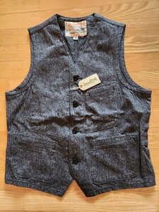 新作　送料込★東洋 SUGAR CANE シュガーケーン　SC12795 9oz BLACK COTTON COVERT WORK VEST ブラックコバート　ワークベスト　40