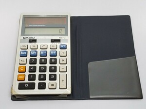 CASIO カシオ 12桁 ソーラー電卓 NS-3 カバー付き ELECTRONIC CALCULATOR 昭和レトロ