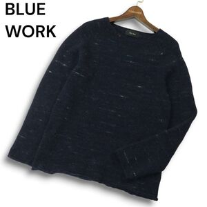 BLUE WORK ブルーワーク トゥモローランド 秋冬 ウール100%★ ニット セーター Sz.1　メンズ ネイビー　A4T11017_A#K