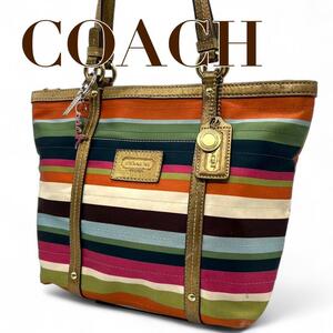 COACH　コーチ　トートバッグ　s98 12421 マルチカラー　ストライプ