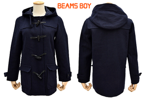 A-2155★送料無料★美品★BEAMS BOY ビームスボーイ★秋冬 メルトン圧縮ウール ネイビー紺色 ダッフルコート M