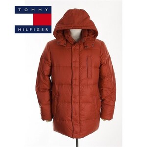 A5266/秋冬 TOMMY HILFIGER トミーヒルフィガー ナイロン ジップアップ フード着脱 ブルゾン ダウンジャケット S 赤/メンズ ハーフコート