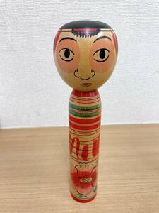 【福島県 会津若松 伝統工芸 斉藤徳寿 65歳 こけし】高さ約25cm/Kokeshi doll/郷土玩具 古い 木彫り 人形 民芸品/U62-053