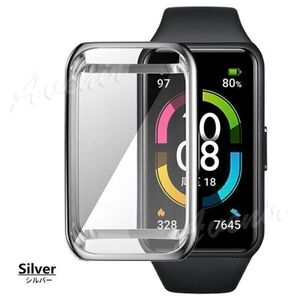 送料無料 シルバー HUAWEI Band 6 カバー ケース TPU ファーウェイ バンド6 band6 保護カバー SAC-079