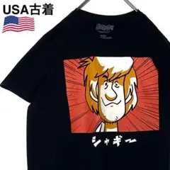 USA古着 TVアニメtシャツ スクービードゥー シャギー 黒 Lオーバーサイズ