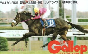 ★ナリタブライアン　南井克巳騎手　朝日杯3歳S　週刊ギャロップ★テレカ５０度数未使用qh_86