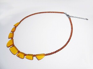 琥珀 アンバー ネックレス ロシア産 コニャック色 amber-neck-b auc