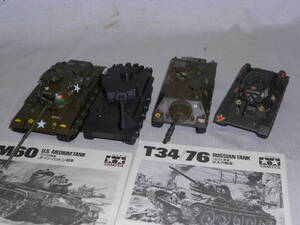 古いプラモ★M60・パットン・T34・ボルガ・タイガー他・４台・1/48・タミヤ・オオタキ・組み立て済み★