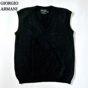 GIORGIO ARMANI ジョルジオアルマーニ カシミヤ100% ニットベスト ブラック 黒 38 M レディース C12515-80