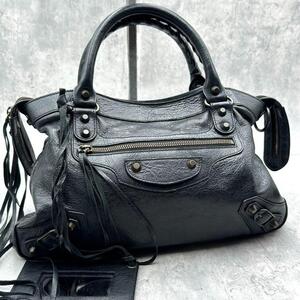 1円～【極美品】BALENCIAGA バレンシアガ ザ・タウン ハンドバッグ ショルダー 2way ミラー付 レザー シティー系 本革 鞄 濃緑色 240579