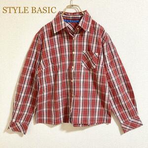 STYLE BASIC / L チェックシャツ　長袖　レッド　赤　レディース