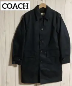 極上COACHライナーベスト付シグネチャー柄ステンカラーコートジャケット/レザー