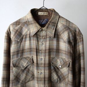 USA製 70s ペンドルトン PENDLETON チェック ネルシャツ ベージュ size L / 古着 ヴィンテージ