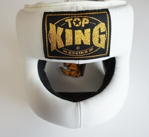 【在庫処分・超割】 トップキングボクシング TOP KING BOXING キックボクシング フルフェイス ヘッドギア 白 Lサイズ