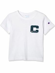 未使用 [チャンピオン] Tシャツ CS4963 ボーイズ ホワイト 130cm ワッペン モコモコワッペン アメリカ国旗 (10)