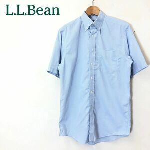 R2272-F-N◆ LLBean エルエルビーン 半袖ボタンダウンシャツ BD チェック トップス ◆ sizeS コットン100 ブルー 古着 メンズ 春夏