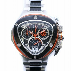 Tonino Lamborghini 3100 Spyder Chronograph Watch 腕時計 クロノグラフ クォーツ デイト エンブレム ロゴ 黒文字盤 シルバーカラー