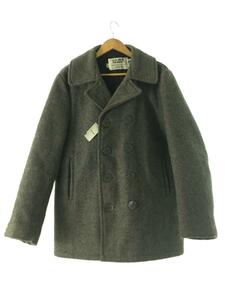 Schott◆USA製_メルトンピーコート/40/ウール/GRY/無地