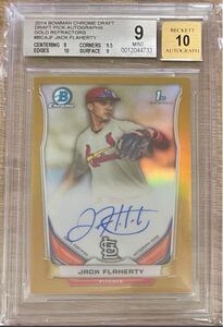 Jack Flaherty 2014 Bowman 直筆サイン入り1stカード Gold Refractor 金リフ50枚限定 MLB