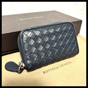 ★【極美品！鑑定済み！】 BOTTEGA VENETA ボッテガヴェネタ イントレチャート コインケース ネイビー 定価7.8万 ◇◇