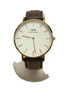 Daniel Wellington◆クォーツ腕時計/アナログ/レザー/WHT/BRW/SS//