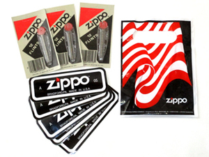 ZIPPO/ジッポー★フリント12Px3個(替石36個)とステッカー5枚のセット【絶版旧パッケージ品＆非売品/希少レア】