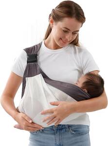 CUBY ベビースリング だっこひも 新生児 首すわり前 横抱き 抱っこ紐 新生児から使える 軽量 コンパクト 夏用 メッシュ (