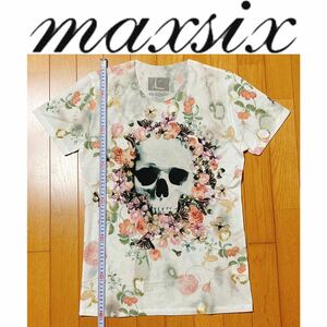 極美品 hyde着 桜井着 maxsix フラワー スカル Tシャツ L ブリーチ柄 SKULL Flower BLEACH カットソー ロイヤルフラッシュ ROYAL FLASH Y2K