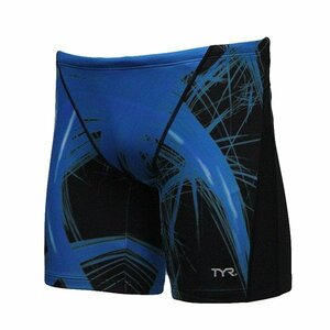 0054 ★ 新品 未使用 水着 スパッツ 学生 ＴＹＲ 筆 ペイント柄 黒 青 Ｍサイズ