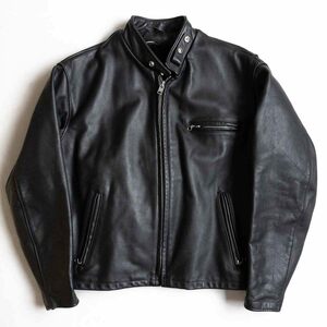 【美品/ビッグサイズ】SCHOTT【641/シングルライダースジャケット】44 ボアライナー付き レザージャケット アメリカ製 ショット 2409624