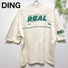 良品　DING ディング　プリントTシャツ　半袖　大きい　オーバーサイズ　白　F