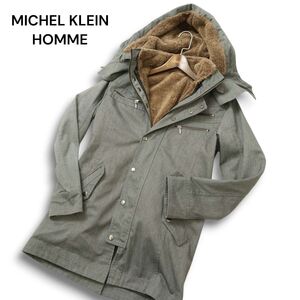 MK HOMME ミッシェルクラン オム 秋冬 ボア ライナー ベスト★ ミリタリー モッズ コート Sz.46 メンズ グレー　C4T11138_C#N