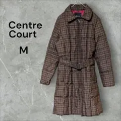 《Centre Court》ダウンコート ロング丈 フルジップチェック柄 M