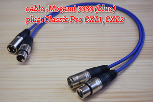■■ mogami 3080＋XLR plug オス-メス（CPXL）/0.45m×2本