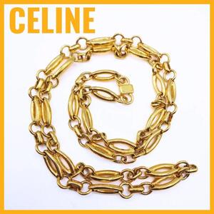 セリーヌ CELINE マカダム トリンオフ チェーンネックレス ゴールド GP レディース アクセサリー