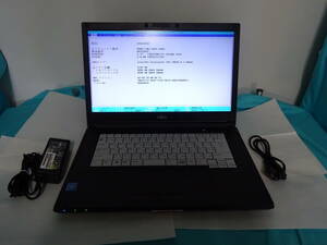 富士通株式会社 品名:LIFEBOOK A577/S 型名:FMVA26007 CPU:Celeron 3865U 1.80GHz 実装RAM:8GB HDD:500GB 付属品:純正アダプター 