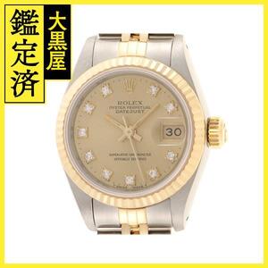 ROLEX　ロレックス　デイトジャスト　69173G　YG/SS　シャンパン文字盤　10Ｐダイヤ　レディース　【434】