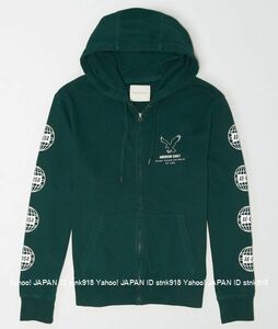 〓アメリカンイーグル/US L/AE Graphic Sweat フルジップ/D.F.Green