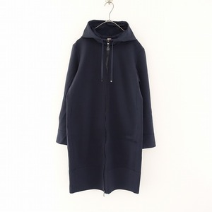 【美品】デュノ DUNO *eclipse coat ストレッチナイロンフーディダブルジップロングコート*42ネイビー(jk33-2405-41)【62E42】