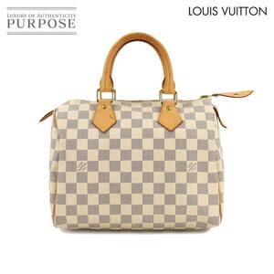 ルイ ヴィトン LOUIS VUITTON ダミエ アズール スピーディ 25 ハンド バッグ N41534 ホワイト ゴールド 金具 Speedy 25 90249078