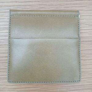 新品グリーンイタリア製マネークリップ二つ折り財布イタリアンレザー無印良品