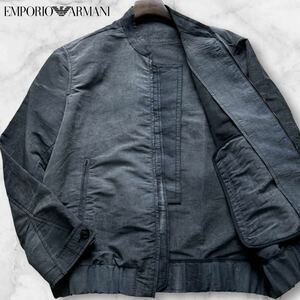 新品タグ付き/XL相当◎現行 エンポリオ アルマーニ MA-1 フライトジャケット ボンバー EMPORIO ARMANI ブルゾン 染め加工 アイスグレー 50