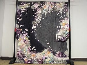 平和屋-こころ店■極上　Adam&Eve　振袖　駒刺繍　花鞠文　暈し染め　金彩　正絹　逸品　AAAF9383Bnp