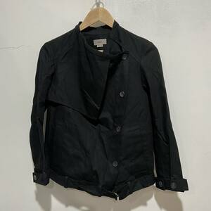 ☆送料無料☆HELMUT LANG☆ヘルムートラング☆ノーカラージャケット☆コットン☆黒☆S☆c21