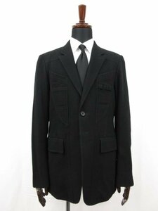 美品 【ポールスミスコレクション Paul Smith COLLECTION】 ウール 2ボタン ジャケット (メンズ) sizeXL 黒無地 MK.264128 ■28MJ9133■