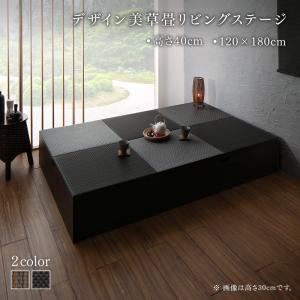 国産　収納付きデザイン美草畳リビングステージ 風凛 フーリン 畳ボックス収納 120×180cm ダークブラウン セピア